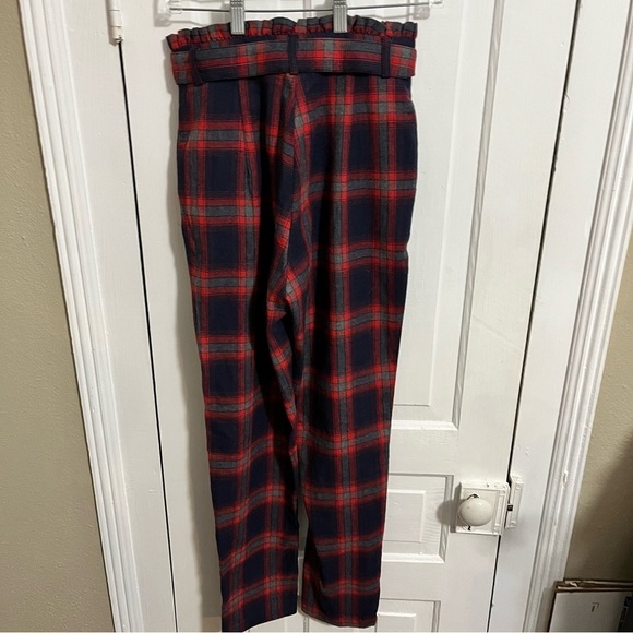 Heartbreak ASOS Plaid Self Tie Pants Red Blue Size 4 T2 - Picture 5 of 10